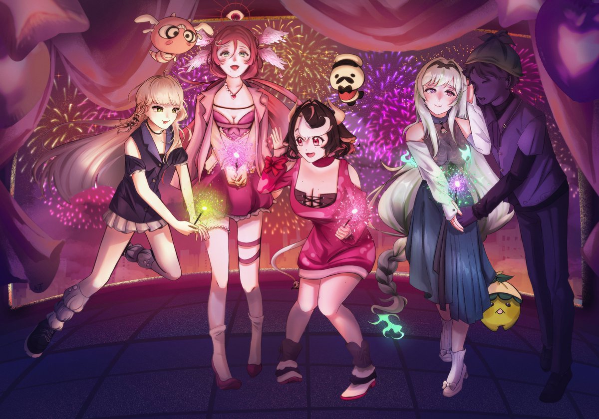 Se_eret's tweet photo. A scene from a dream. 

My favorite streamers (and mixer) enjoying some fireworks side by side.

I couldn't ask for a more amazing Kamioshi.

Thank You for all of the wonderful memories.
There is still so much more to enjoy.

🎨@/kit_alice7
#Aliasbootique #HaeArts #A5Moonet https://t.co/vM01QLnXMZ