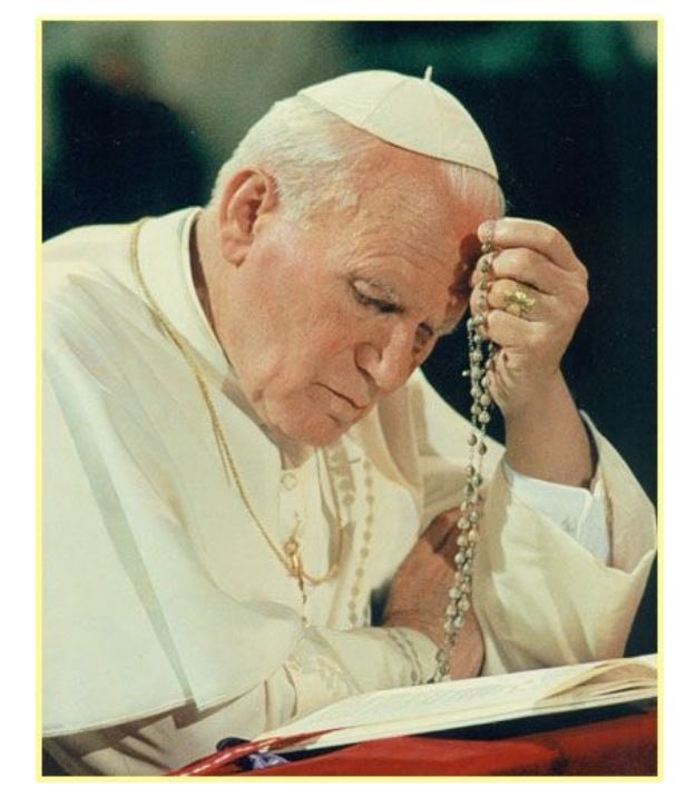 CatholicQuote12's tweet photo. The Hail Mary is regarded as one of the most powerful prayers in the Catholic tradition. 

Saint Pope John Paul II held a profound devotion to the Rosary, a prayer that centers on the repeated recitation of the Hail Mary and draws the faithful closer to Christ through Mary. https://t.co/1k0o8qAVjU