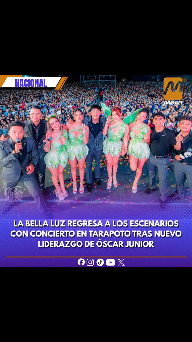 megajaen's tweet photo. 🟠🟣 #Espectáculos | La Bella Luz retomó sus presentaciones en Tarapoto y debutó con Óscar Junior, de 22 años, como nuevo líder de la agrupación, tras la salida de su padre, Óscar Custodio. #LaBellaLuz #Tarapoto #Cumbia https://t.co/6c9RzUpUxB