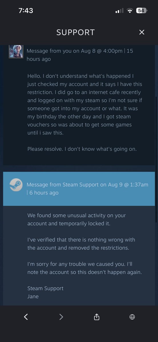 Zech_E01's tweet photo. Thank you for resolving. 🙏

@Steam https://t.co/oVHRco7DMr