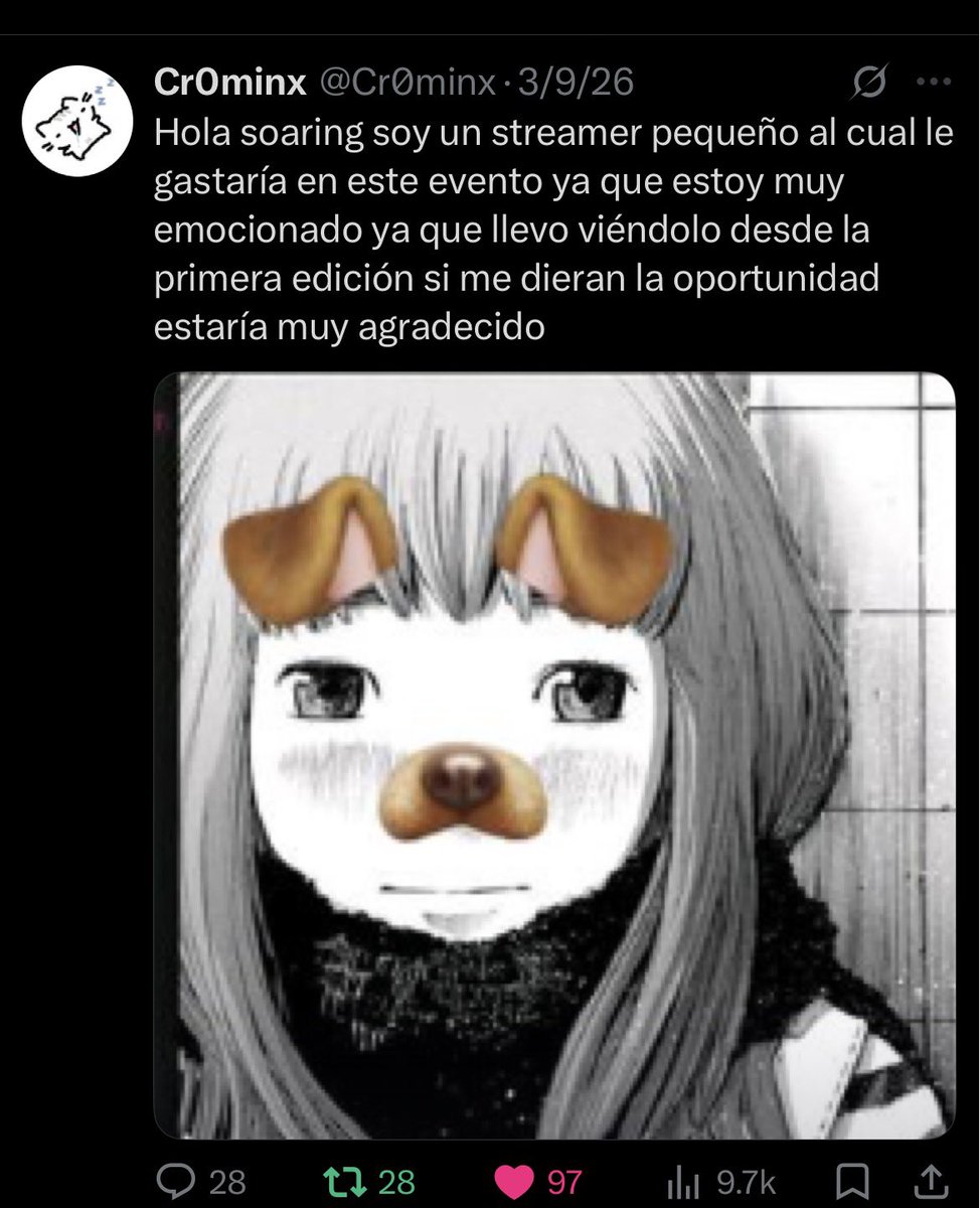Cr0minx's tweet photo. @Soaringchuu hola soaring soy un creador chico la última vez que intenté entrar a whiterooms fui de los más apoyados si me das la oportunidad no la desaprovechó por nada del mundo https://t.co/QDWrVxFe2Y