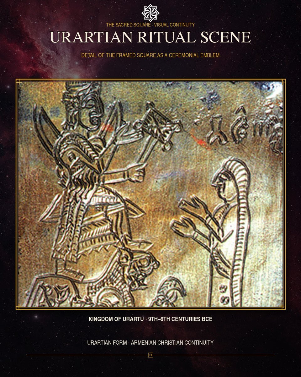 PeopleOfAr's tweet photo. This does not prove an unchanged symbol survived from Urartu. But it does suggest how a four-sided sacred form remained part of the region’s visual memory, repeatedly reinterpreted within Armenian culture.
#Urartu #ArmenianArt #HolyEtchmiadzin #VisualContinuity https://t.co/TppbI67gY7