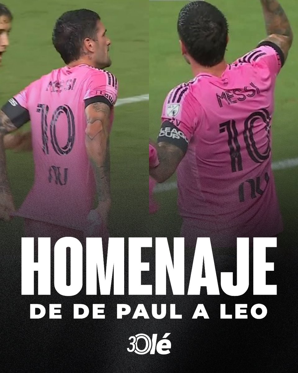 DiarioOle's tweet photo. 🫂 El HOMENAJE de DE PAUL: festejó con la camiseta N°10 de LEO tras su gol en Inter Miami-Monterrey https://t.co/MzZ7LqKqDk