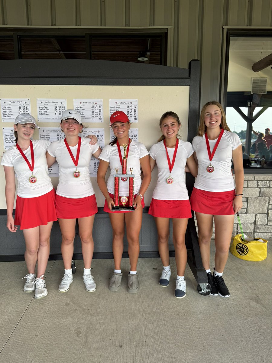 QuakerSports's tweet photo. Lady Quakers won the Logansport Invite today! Annabelle Hacker shoots a 75 for 2nd place. Other scores were Emma Hofer 87, Nola Beasley 90, Arianna Willis 95, and Sophie Gregory 98. Quakers team score was 347! Nola Beasley holed out from 137 yards on #5 for Eagle. Go Quakers! https://t.co/ITKTMu9gBd