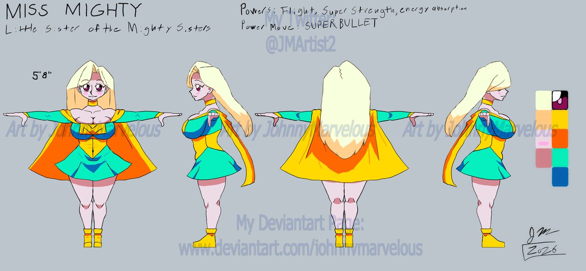 JMArtist2's tweet photo. Update 8/8/2026:

Didn't like how I drew their abdomen, so I had to fix them up. The girls' superhero outfits were easier, it was their civilian clothes that were a wee bit of a challenge to fix up. https://t.co/o3Rb7BqXyl