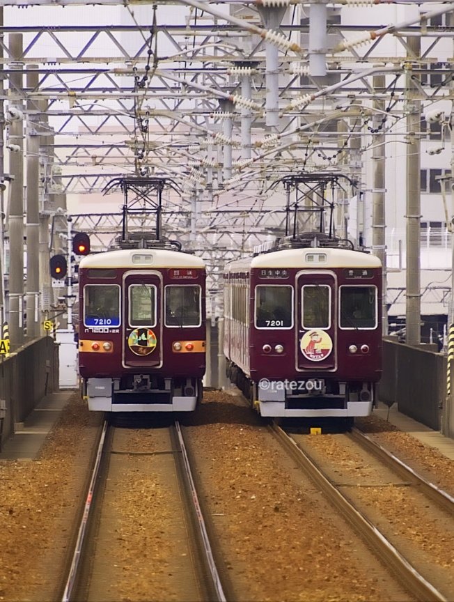 CalsonicR31's tweet photo. #能勢電運用
8月9日（日）
川西能勢口駅発〜
1004  7201🐵
1014  7200🎐
1024  7202
1034  1757🎖️
1044  5148

ひらひら回送②
7210 https://t.co/YDInhKVUdA