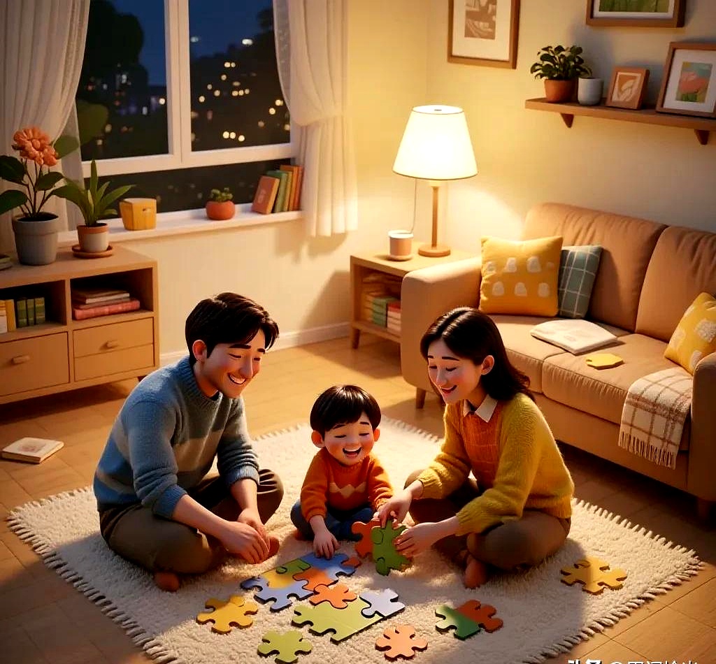 Haru112133's tweet photo. 晚饭过后一家三口窝在沙发上看老电影，孩子啃着苹果笑出小牙，暖黄灯光裹着细碎的烟火气，这就是平凡日子里最踏实的甜 https://t.co/y4g9SlOmBM