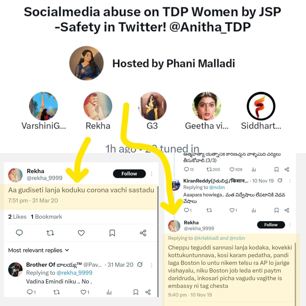 Naistam33's tweet photo. Space Social media abuse on టీడీపీ women కానీ cohost చేసేది లంజకొడక అని సరదాగా తిట్టే @rekha_9999 చూసుకోవాలిగా @phanimalladi24.వీళ్ళని అంటే తప్పు అయినప్పుడు NPS గ్యాంగ్ రోజు పూజ చేసేవాళ్ళ ఆడవాళ్ళని నీచంగా తిట్టలేదా. రేఖ డిలీట్ చేస్తే ఉండవు అనుకోకు అన్ని వస్తాయి వెయిట్ చెయ్ https://t.co/nLTbXEdmDa