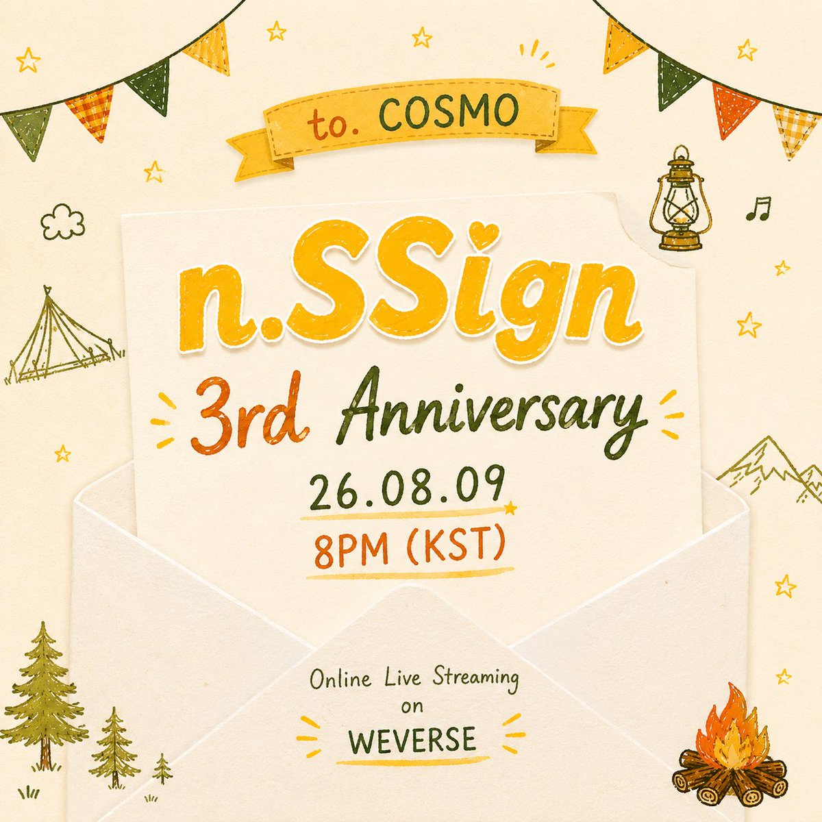 nSSign_official's tweet photo. n.SSign 3rd Debut Anniversary LIVE 진행 안내

2026.08.09 8PM (KST)
https://t.co/IumKCki7Oa

#nSSign #엔싸인 #エンサイン
#Happy_nSSign_day
#nSSign_3rd_Anniversary https://t.co/uXL6d1cTTk