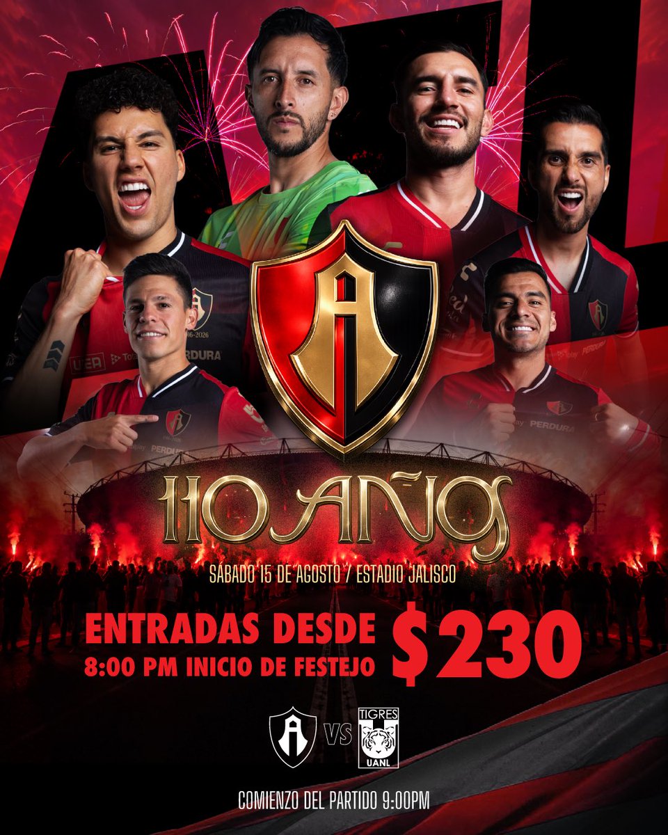 AtlasFC's tweet photo. 110 años no se cumplen todos los días… y queremos celebrarlos con quienes han estado siempre. ❤️🖤

Fiel, nos vemos en el Jalisco para festejar nuestra historia juntos. 🦊

🎟️ Consigue tus entradas desde $230 en https://t.co/uHQEnNmF1I 

#ParaLaFielPorLaFielYConLaFiel https://t.co/iOhmW9azm1