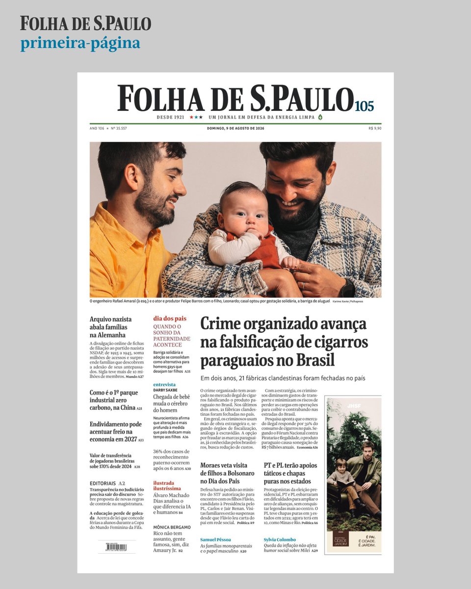 folha's tweet photo. 📰 Veja a capa da #folha deste domingo (9).

📲 Leia a edição digital na íntegra em https://t.co/u0sNZR5q5y

#fsp #folhadespaulo #capadodia https://t.co/fT4BVvjWcN
