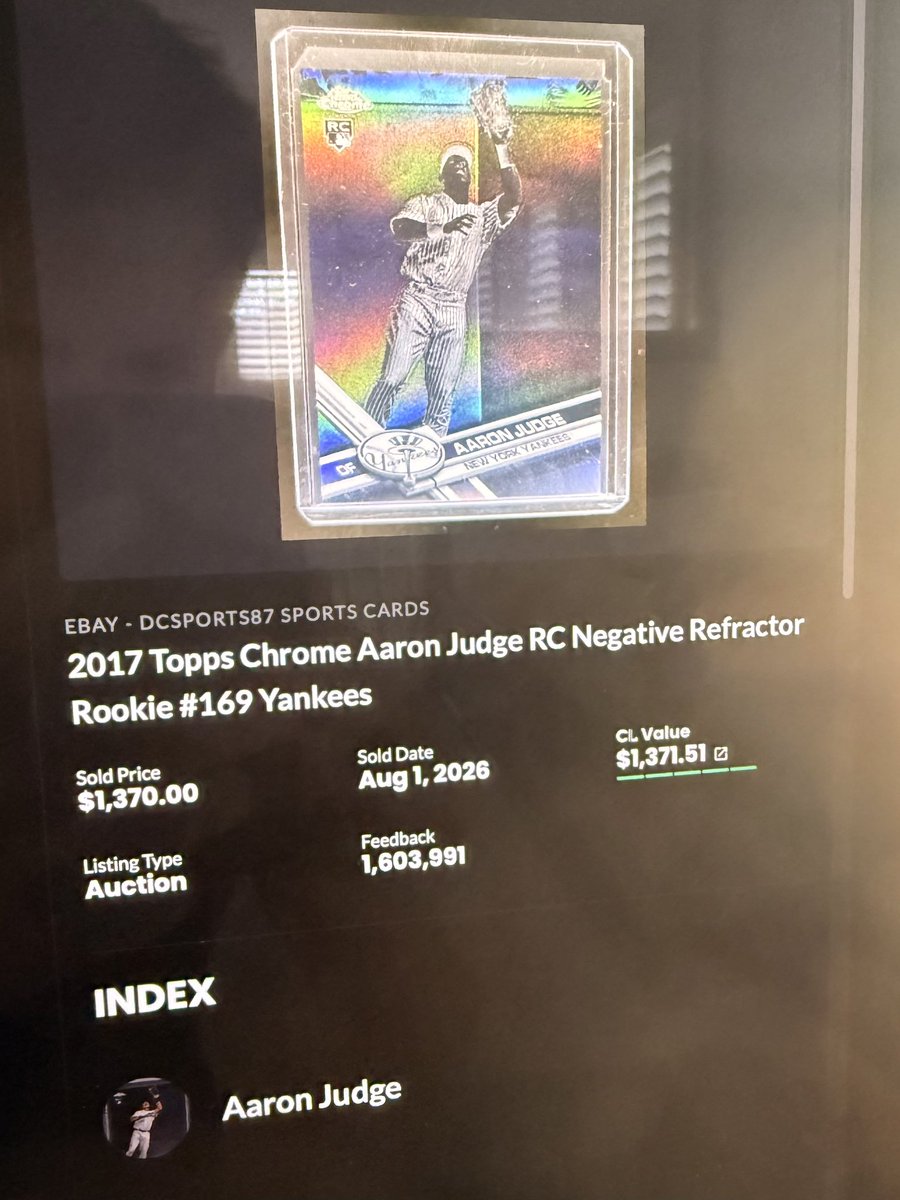 Lynchcardsales's tweet photo. $900 shipped
Judge negative rookie 
Last did $1,370 https://t.co/36huktqdIy