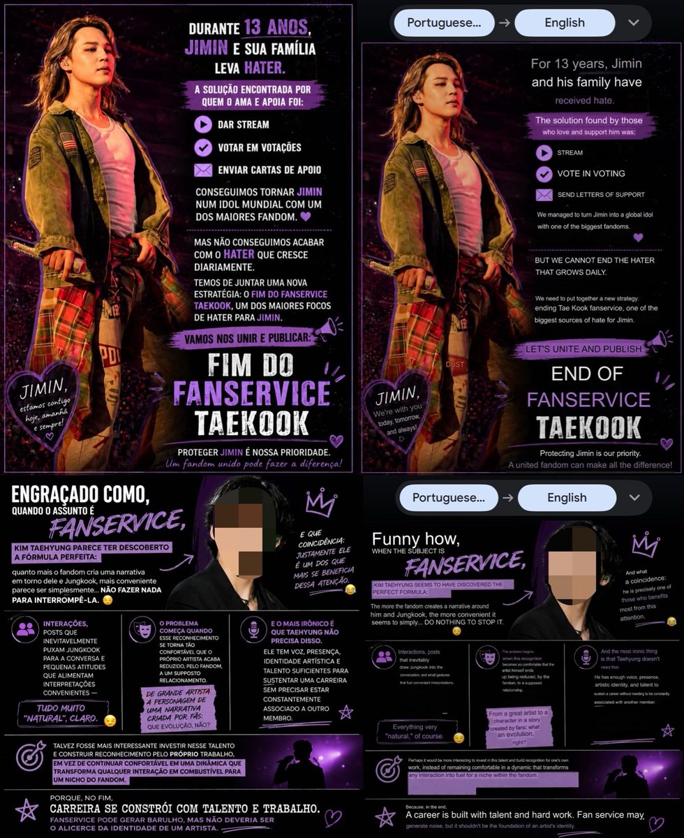 TAETAE_PH's tweet photo. As much as we like to keep our posts positive at all times, we refuse to let this slide.

It’s one thing to ship one member with another, but dragging 🐯 into it and using him to push your narrative has got to stop.

These accounts are sharing AI-generated posters falsely portraying 🐯 as doing “fanservice” and claiming that this is somehow connected to the hate their ult receives. That is a BIG FAT LIE. They are taking completely normal interactions, twisting them into their own narrative, and then using that fabricated narrative to justify sending hate toward 🐯.

What makes this even more concerning is that they are not keeping this within their own fandom spaces. They are actively spreading these posts, tagging K-media, and even reporting them to HYBE as if the content they created is factual. You cannot create a false narrative, present it as truth, and then use it to attack someone.

Shipping is your own business. Believe whatever you want in your own space, but dragging 🐯 into it, creating AI-generated content to support your narrative, and sending hate based on something that simply did not happen is crossing a line.

Please do not engage with or amplify these accounts. Report the posts and accounts for harassment and misinformation, especially those deliberately using AI-generated content to misrepresent 🐯. Take screenshots and keep records of these posts, particularly those being reported to HYBE or tagged to media.

Keep 🐯 out of your shipping wars. He should not be dragged into a narrative that was created solely to fuel hate.