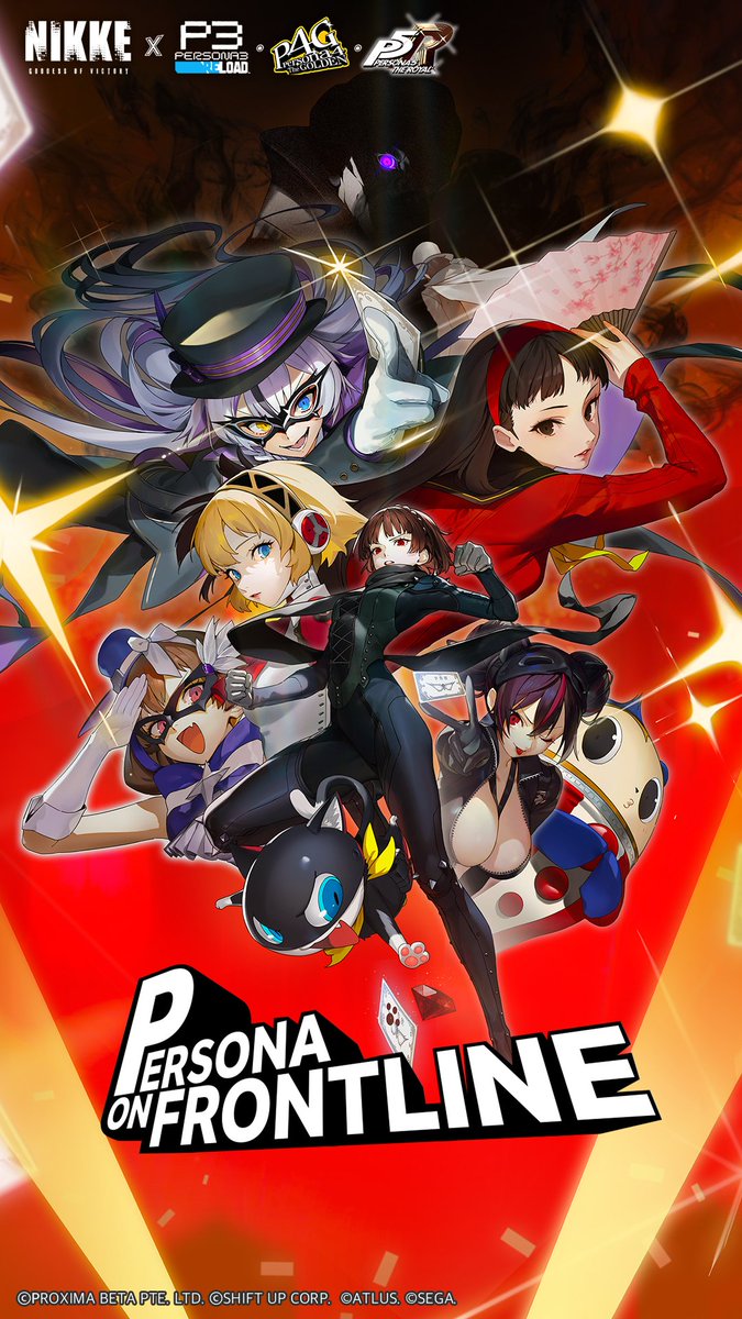 NIKKE_japan's tweet photo. 【イベント予告】
『勝利の女神：NIKKE』×『ペルソナ３ リロード』『Pペルソナ４ ザ・ゴールデン』『ペルソナ５ ザ・ロイヤル』
新コラボイベントがまもなく始まる――
　　
#NIKKExペルソナ https://t.co/DpcC66OIIE