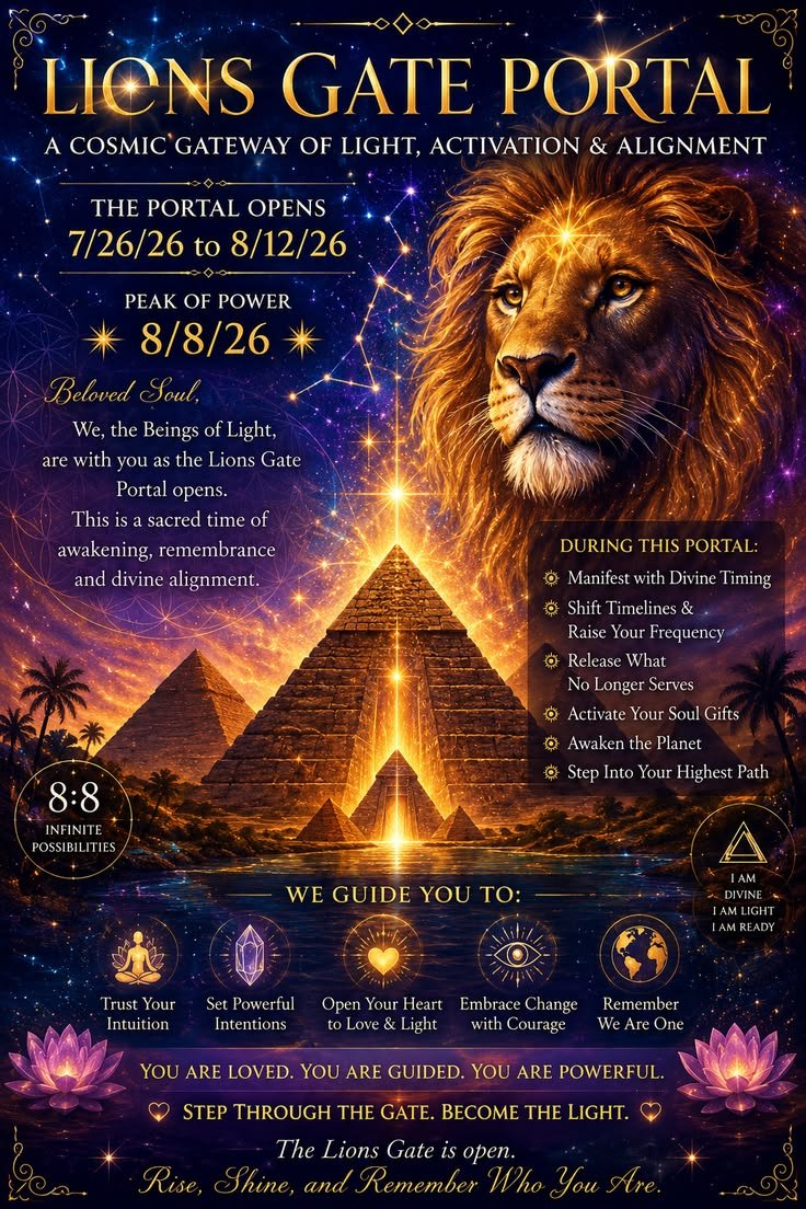 CBPatriot17's tweet photo. 8:8 INFINITE POSSIBILITIES! 
🦁🔆♾️ 

A COSMIC GATEWAY OF LIGHT,
ACTIVATION &amp; ALIGNMENT!
🌟🌌💫 https://t.co/mwxUatFL2t