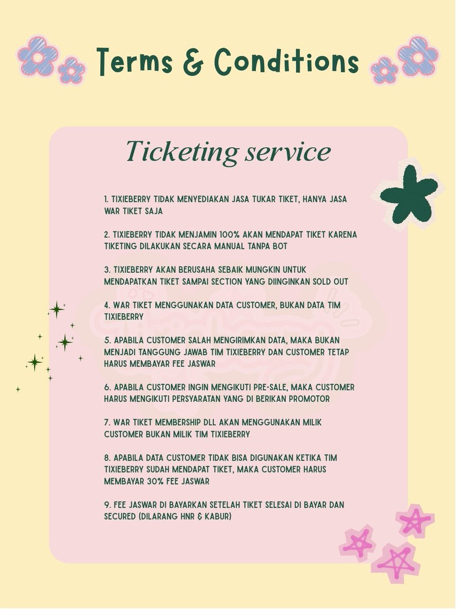 Tixieberry's tweet photo. π Open jasa war tiket
T.O.P PRE-STUDIO 2026 in JAKARTA
π° Fee start from 100k/tix
π Book Slot No dp
πͺͺ Menggunakan data customer
π³ Self Payment
β
Fee dibayarkan setelah tiket secured
π DM for more information
t. wts wtb Jaswar jastip
#TOP #PRESTUDIO2026 #TOPSPOTPICTURES https://t.co/P9ZYL1z9Xc
