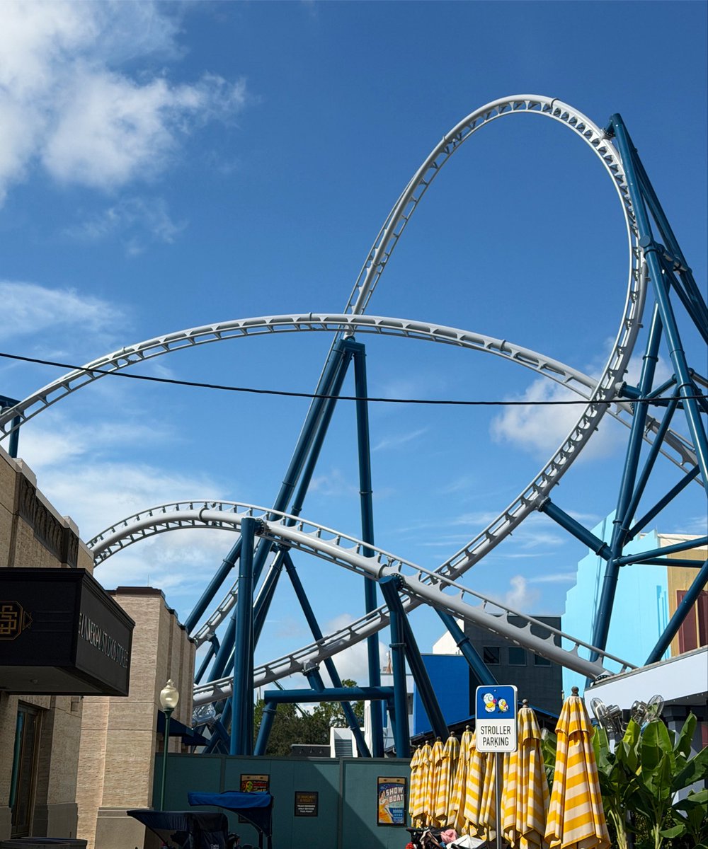 coasterstudios's tweet photo. My first time seeing this in person since the track was completed. It’s so wildly impressive, what an epic transformation of this side of the park. Just a twisted mess of track! Several really tight clearances too, that’s gonna make for a pretty thrilling ride! https://t.co/Rr6QnV2zb0