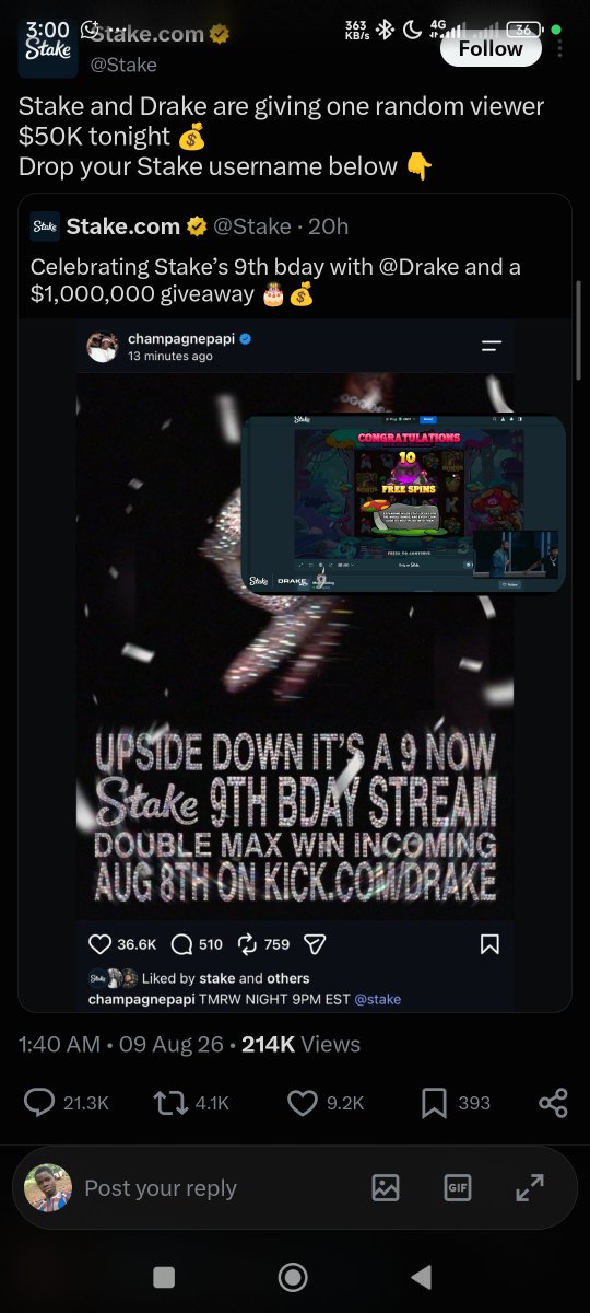 Victolorando's tweet photo. @Stake Happy anniversary to @Stake    ✨
Feels different with @Drake feeling the crazy  vibes already 🔥

Victorlorando https://t.co/j2SIvYNLGq