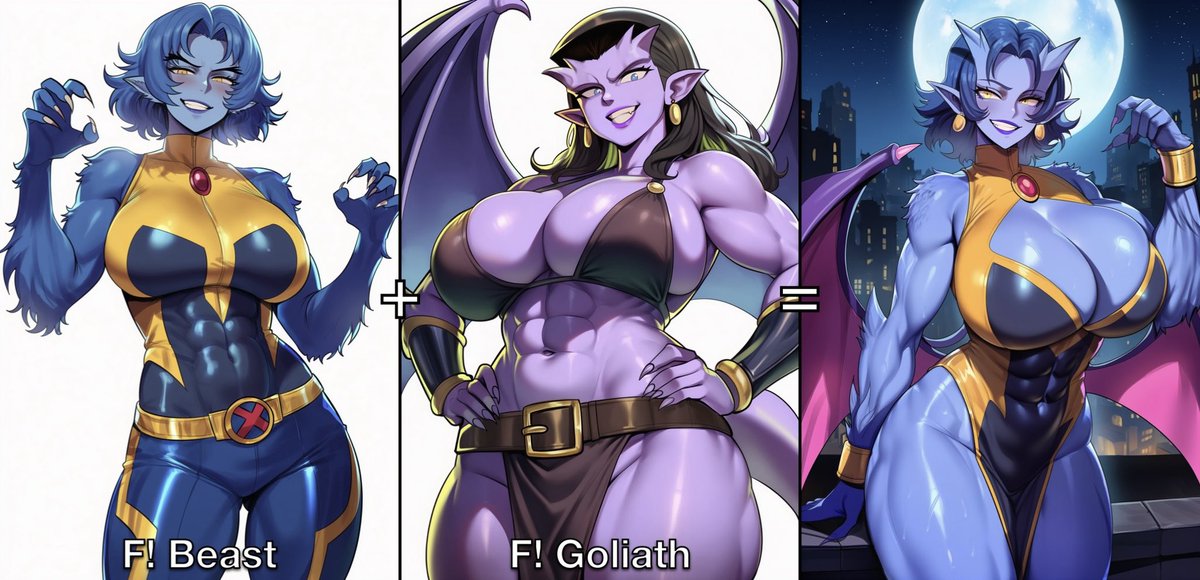 PyroKnightAI's tweet photo. Given how extra canon Doom is, a genderswapped version of him wearing a domino mask just because feels right.
Fusions!
Enjoy~
#AI #AIart #Fusion #Fusions #Marvel #DComics #Xmen #Gargoyles #MetalGear #SplinterCell #StarWars https://t.co/04F0gS7PBe