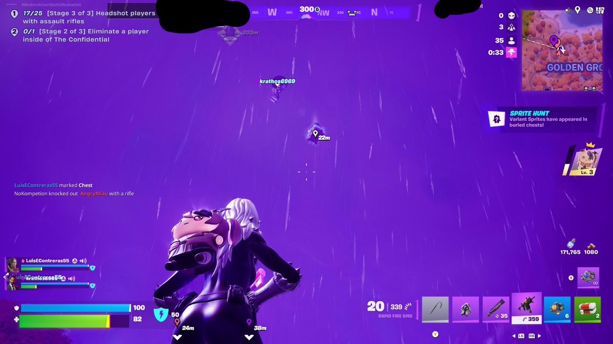 cozymunch's tweet photo. We spent over a minute trying to get this chest. what is THIS 😭 @Fortnite @FortniteStatus @Fortnite_ES gastamos cantidad de granadas para nada intentando sacar el sprite lol https://t.co/l2ohnN2IyO