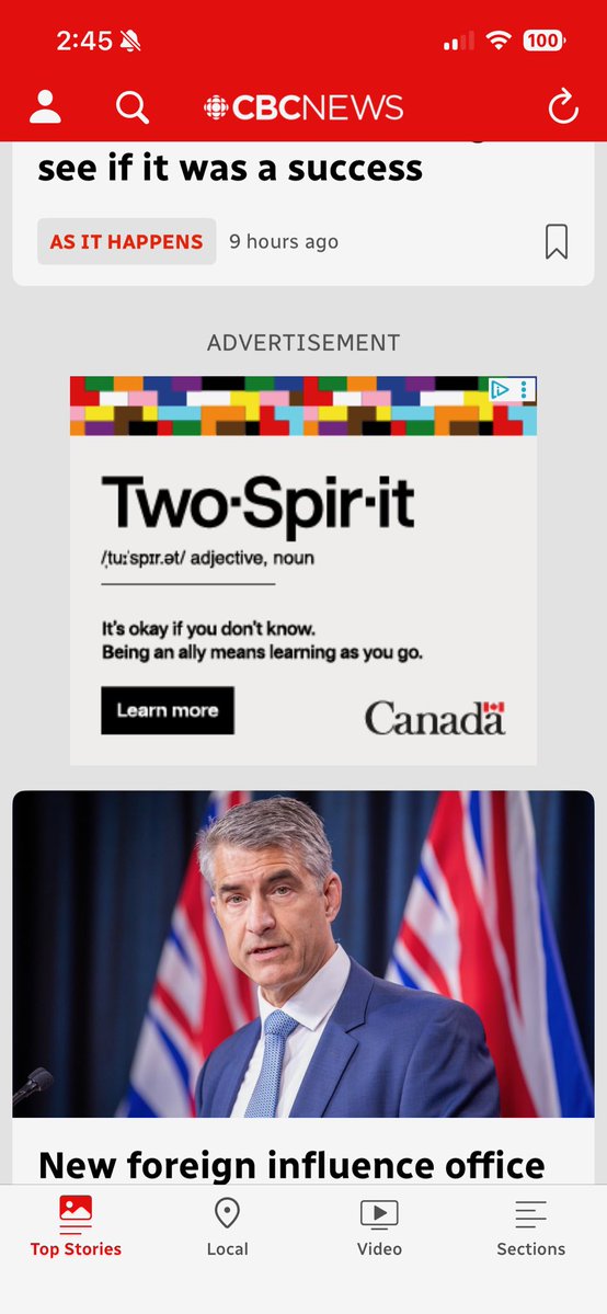 wyatt_claypool's tweet photo. What is the CBC and Canadian government doing?!?

My mother sent me these screenshots after she noticed them hanging over CBC News articles.

Carney is spending taxpayer dollars promoting pansexuality 🙄 https://t.co/bXulUI5dvd