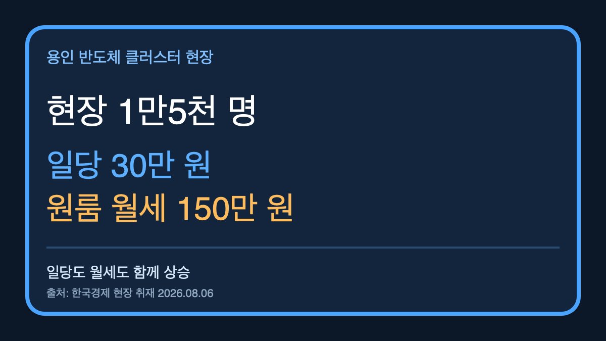 avocado_779's tweet photo. 공장 기둥이 올라가자 월세도 같이 솟았다. 진짜 독하다.

용인 반도체 공사 현장엔 1만5천 명.
전문 용접사는 일당 30만 원까지 올라도 사람을 못 구하고, 근처 원룸 월세는 150만 원까지 뛰었다.

일당 올랐는데 방값이 바로 돈을 어떻게 모아?
동네 경제가 너무 빠르다. https://t.co/MnJLZplXkZ