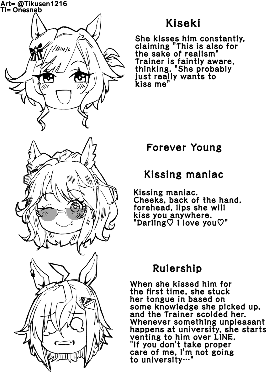 01s_nab23's tweet photo. Art by = @tikusen1216
TL:EN
"The Kissing Situation at Our Tracen 2"
#ウマ娘 #Umamusume #ウマ娘英訳 #UmaTranslations https://t.co/6bQ1Ybcwue