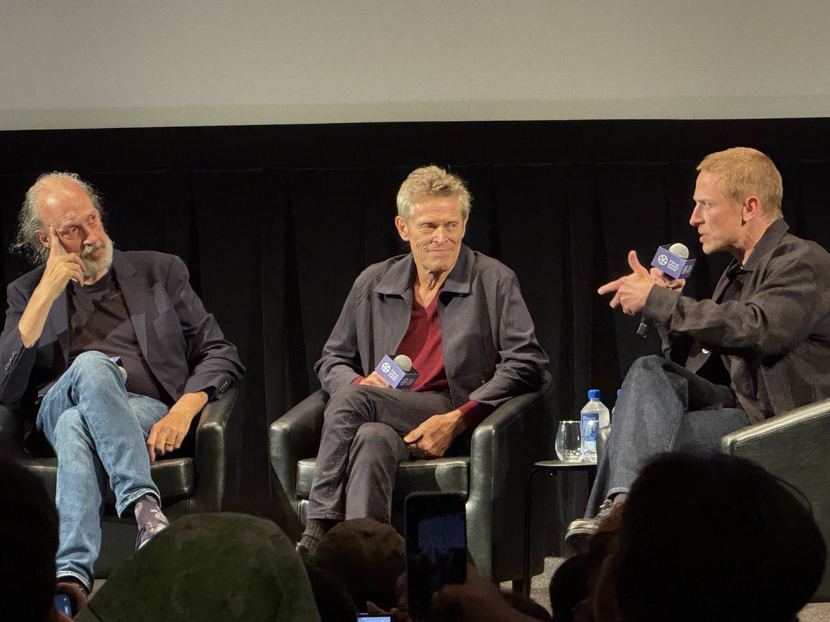 LifeIsAFilmFest's tweet photo. Moderator Martin Scorsese, Kent Jones, Willem Dafoe, and Edmund Donovan at the Film at Lincoln Center Q&amp;A for LATE FAME. I enjoyed the film even more the second time around. Dafoe, Greta Lee, and Donovan are all so good in this! https://t.co/BvOCVI8NDA