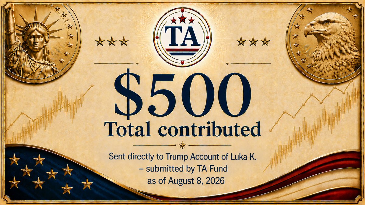 TA_fund's tweet photo. Congratulations to Luca K. for receiving a $500 @TrumpAccounts contribution from TA Fund.🇺🇸 https://t.co/sDbkgd2D1S