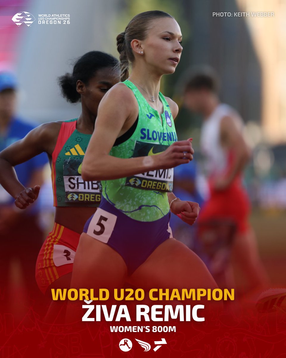 DyeStat's tweet photo. ROUNDING THE BEND AND SPRINTING TO GLORY🥇🥇

🇸🇮 Živa Remic kicks past 🇬🇷 Ioulianna Roussou to win gold in the women's 800m at #WorldAthleticsU20, running 2:03.03.

📸: Keith Webber https://t.co/xtszJCQRjs
