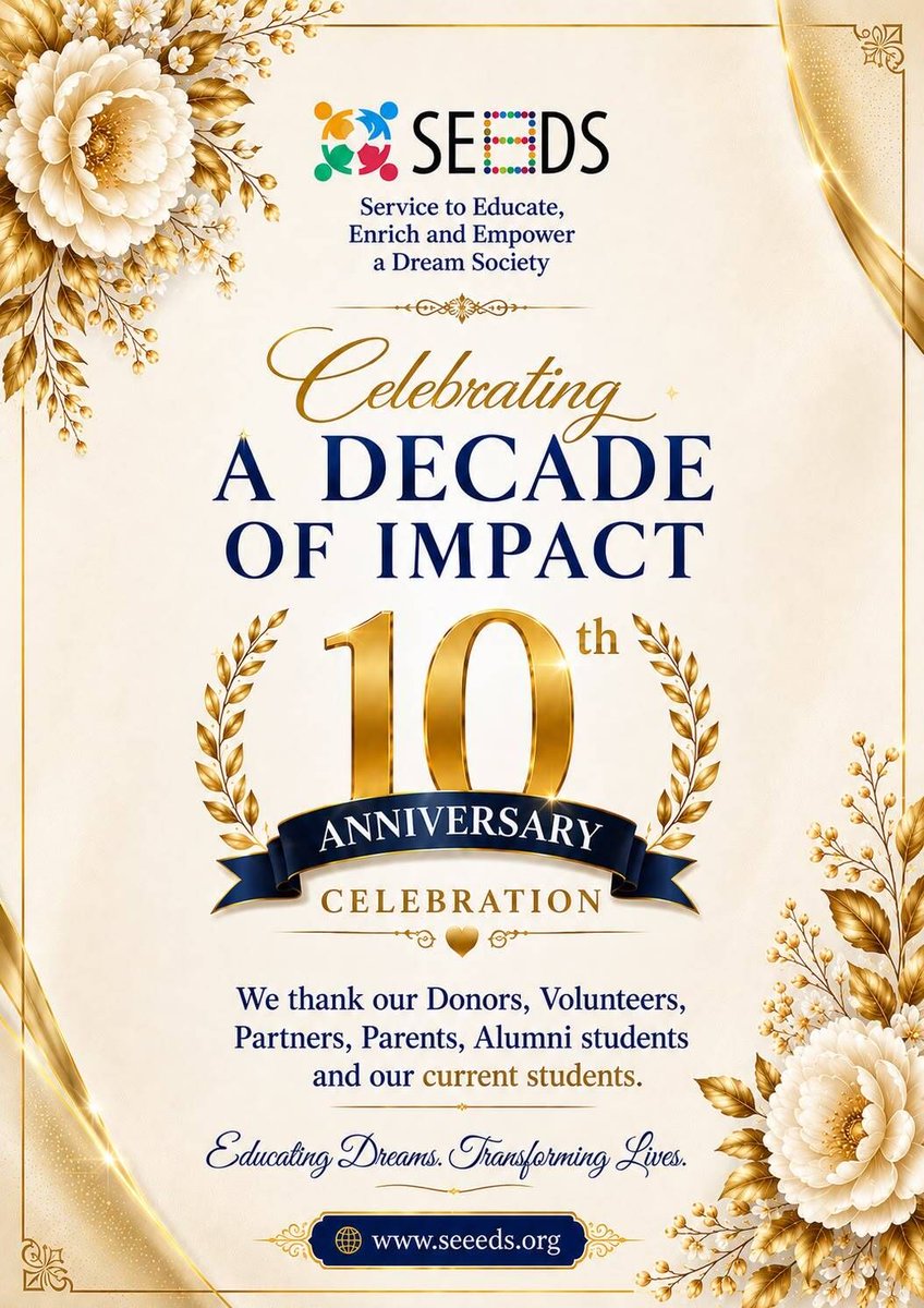SEEEDSorg's tweet photo. ✨ Celebrating a Decade of Impact! ✨

With immense gratitude and joy, SEEEDS celebrates its 10th Anniversary! 🎉💙

For a decade, we have been committed to Educating Dreams and Transforming Lives. 📚🌱

🌟 10 Years of Service. 10 Years of Hope. 10 Years of Impact. 🌟

#SEEEDS https://t.co/0uQA5FB4EE
