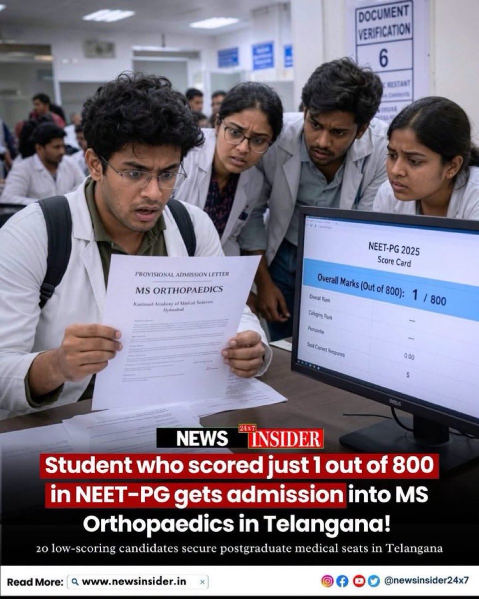 RituRathaur's tweet photo. IMPORTANT READ: 

There is widespread outrage over a candidate scoring 1 out of 800 getting an MS Orthopaedics seat…

But DO YOU KNOW?

Not just this … about 20 other reserved ones with scores between 1 & 99 also securing PG medical seats including clinical branches in govt colleges

Question: is how did this become possible? Shat is the root of this problem?

WHY so called popular RW GC ACTIVISTS carefully avoiding this  BIG question? 

Because most are Modi supporters, that’s why they r not being honest ..

Reserved students are getting such sensitive  PG  positions because the Modi govt had deliberately lowered the NEET-PG qualifying cut-offs.

SC/ST/OBC qualifying marks was REDUCED TO -40 marks.. 

What kind of sickness makes a govt do this? One driven by hisab chukta ideology! 
 This is how bjp govt destroyed just not MERIT but put at risk life  of lakhs of innocent citizens