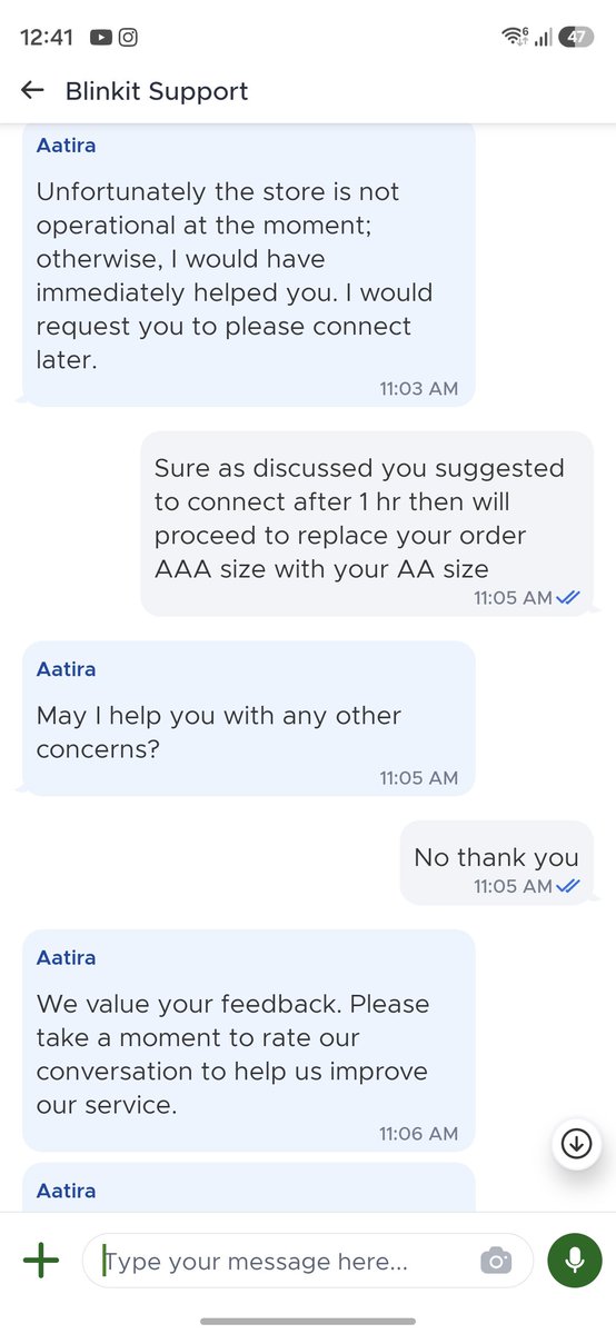 subhashkeer's tweet photo. Disappointed with @letsblinkit . Ordered AA batteries instead of AAA by mistake Order ID:ORD13553611478 . Product is 100% unopened &amp; sealed, but my replacement request was refused. Kindly look into this! https://t.co/4C4DSrY3GK