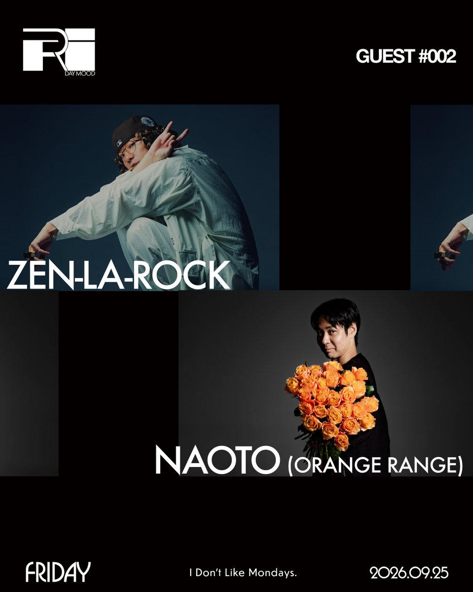 IDLMs_OFFICIAL's tweet photo. NEW ALBUM "FRIDAY" - GUEST #002

ZEN-LA-ROCK @ZENLAROCK 
NAOTO (ORANGE RANGE)
@naotohiroyama @orangerangenow 

9月25日(金)リリース
予約受付中
https://t.co/Y8Y0WMYBq7
Global Pre-Orders
https://t.co/oocZysyvL3
アルバム・特典詳細はこちら
https://t.co/PNi178xjV0

#アイドラ
#IDLMs
#IDLMs_FRIDAY
#FRIDAYMOOD
#ZENLAROCK #ORANGERANGE