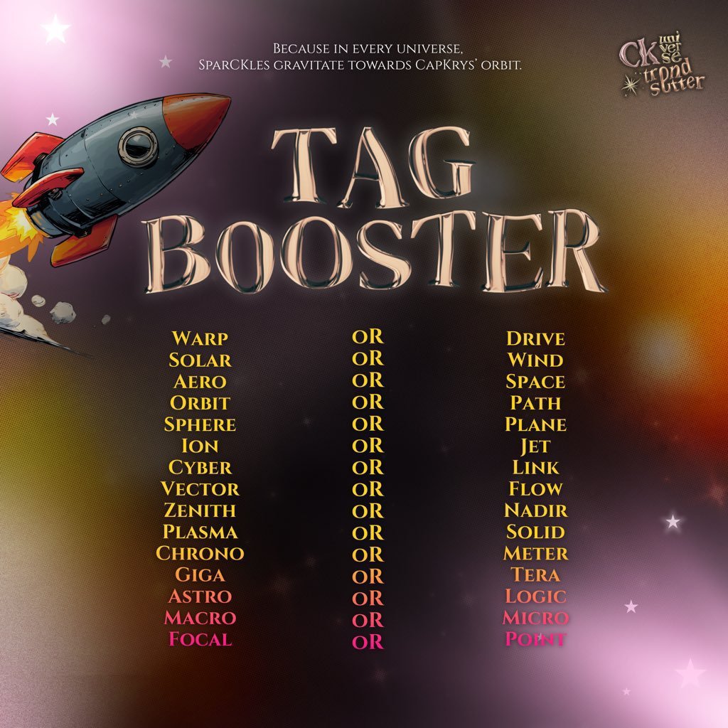 cktrendverse's tweet photo. TAG BOOSTER TRANSMISSION ONE

Calling all sparCKles and Talians. Reply as many tags as you can and help launch 

BECOMING CRYSTAL CONCERT
#KrystalMejes

Starlight Reminders
- Kindly use one tag only.
- Include a photo or GIF with your tagline.
- No emojis or numbers.
- Repost this post.
- Must be three words before the tagline. 

Goal: One hundred replies!

Let’s boost the signal and make this mission a success.
