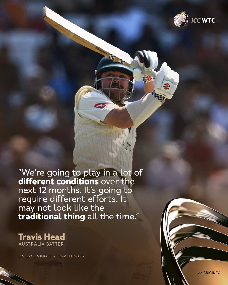 ICC's tweet photo. Travis Head will tailor his playing style to match the conditions as Australia take on Test challenges around the globe in the upcoming months 👊

More 👉 https://t.co/1G8C18VrBn https://t.co/KhQ7f2Lwol