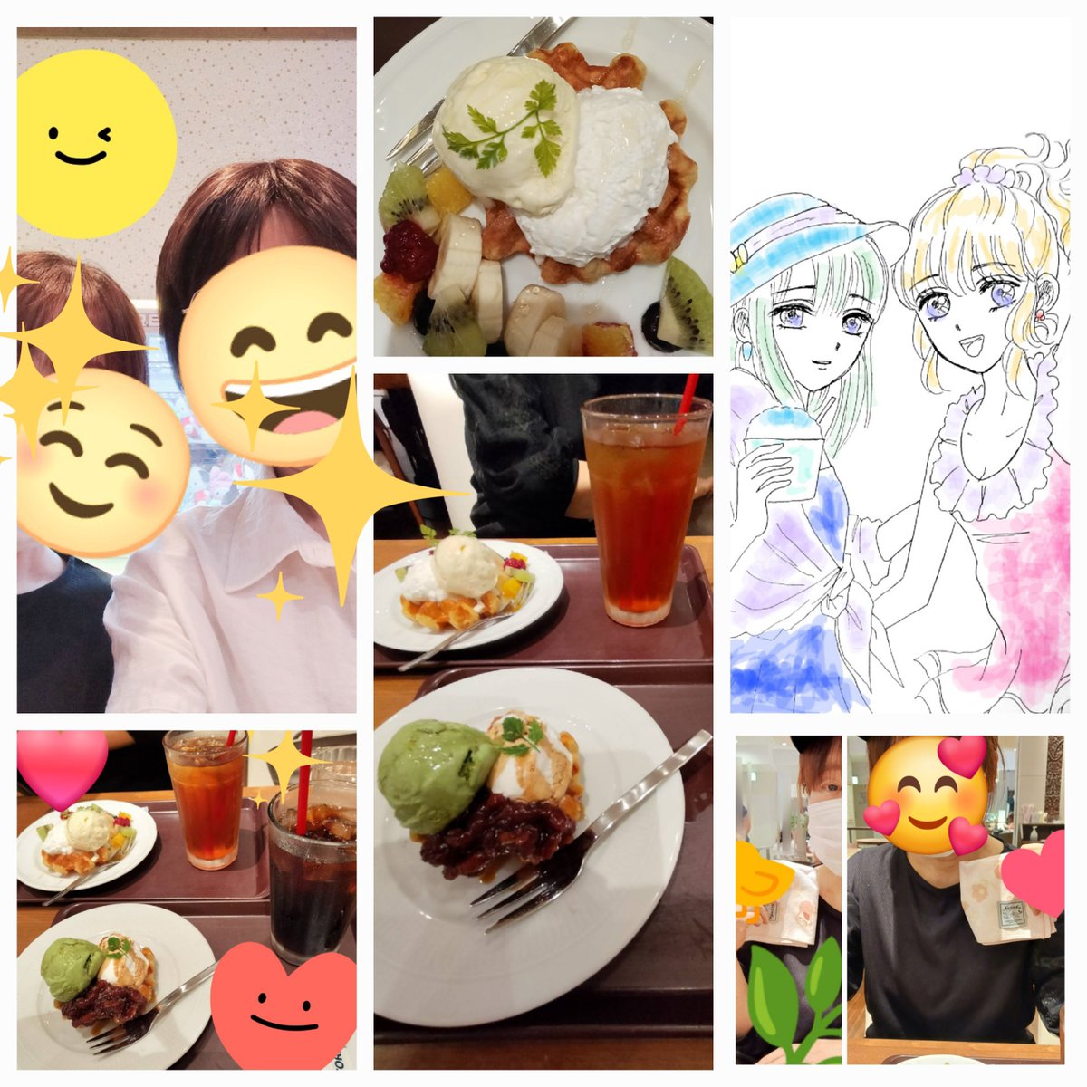 sunodoropp's tweet photo. 休日❤友達とショッピングモール内のカフェでワッフル🧇食べたよ😋💞
お気に入りのハンカチ☺🎀
🖼️は今描いてる途中のOC❤
暑い日が続きますがお身体大切に🍀 https://t.co/X3wMioqUI1