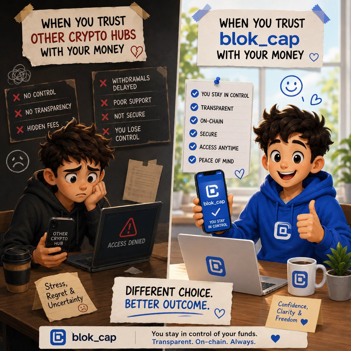 Napheesah01's tweet photo. Investing usually means either trusting someone else with your money or trying to figure everything out on your own.

@blok_cap takes a different approach .You stay in control of your funds while everything happens transparently on-chain.

Simple, transparent, and built around keeping you in control. #BLOKC