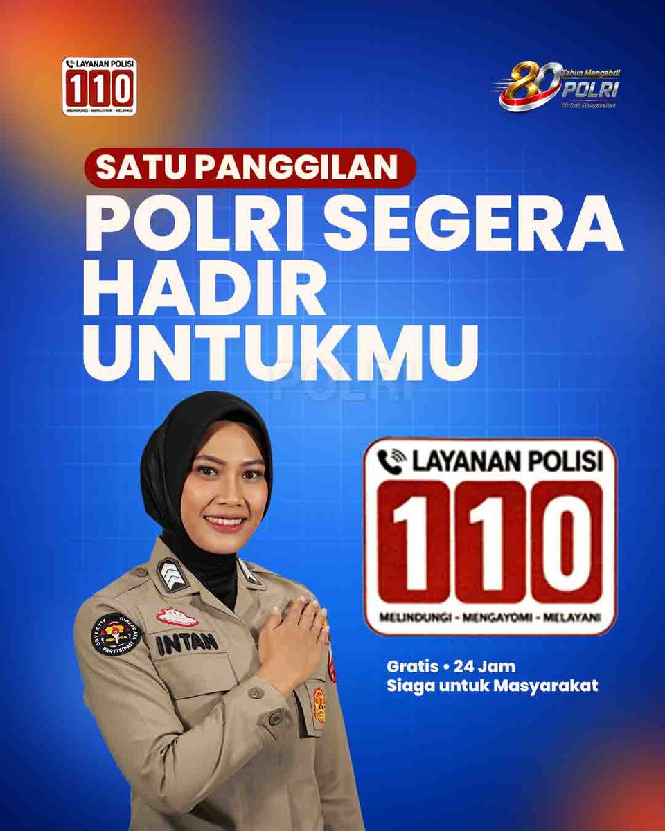 HumasPolrestel2's tweet photo. Saat mengalami keadaan darurat atau membutuhkan bantuan kepolisian, masyarakat dapat menghubungi Call Center Polri 110 yang aktif 24 jam dan dapat diakses secara gratis. Layanan ini menerima laporan, pengaduan, keluhan, serta informasi terkait keamanan dan ketertiban masyarakat. https://t.co/7a4aoy96Xl