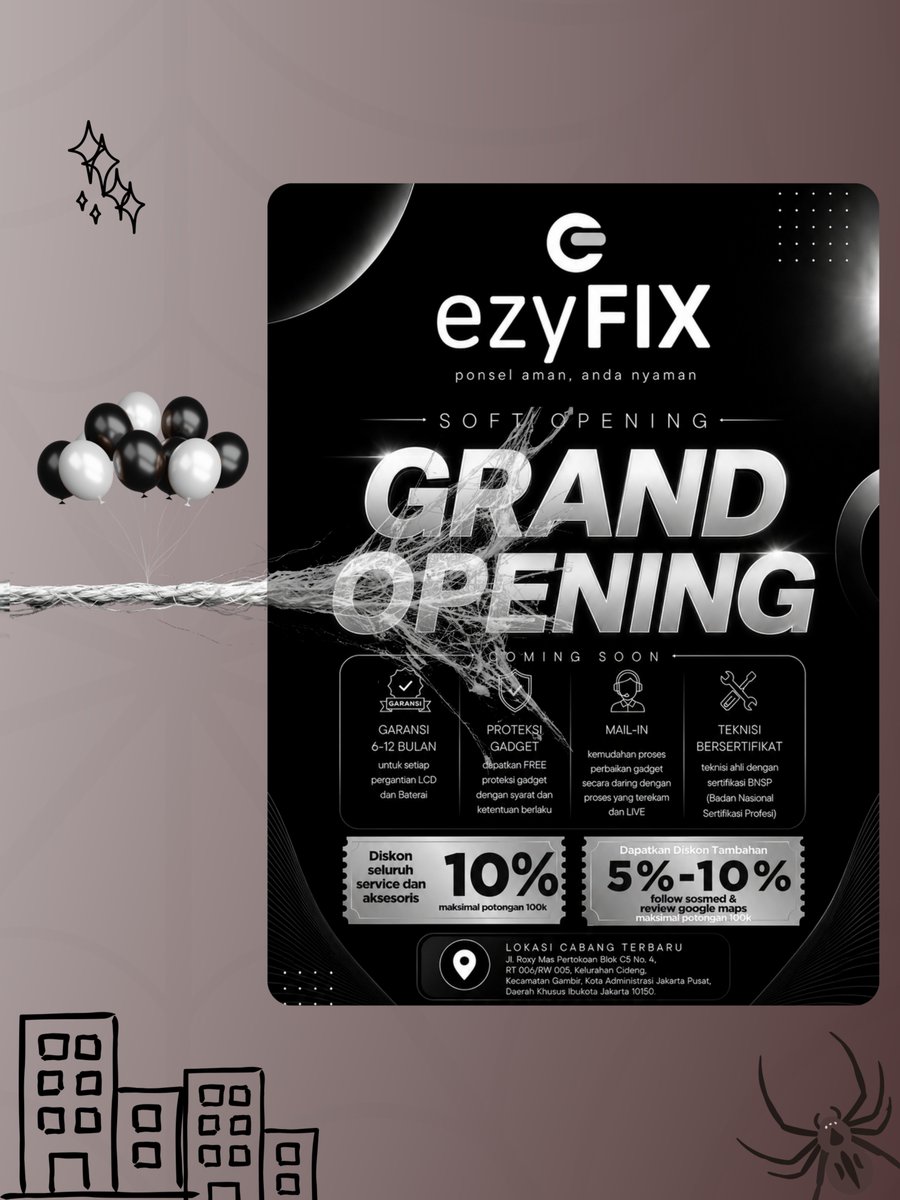 ezyFIX_Roxy_Mas's tweet photo. Akhirnya Jakarta Kedatangan Solusi Untuk Handphond Bermasalah. 

Dan Tidak Hanya Handphone Saja Yang Bisa Kami Perbaiki :
- Laptop
- Smartwatch
- Airpods 
- Vacum Cleaner

Jadi Jangan Pusing Lagi Nyari Tempat Service Yang Nyaman, Karena Di ezyFIX Ponsel Aman, Anda Nyaman https://t.co/fp5sGp6GPT