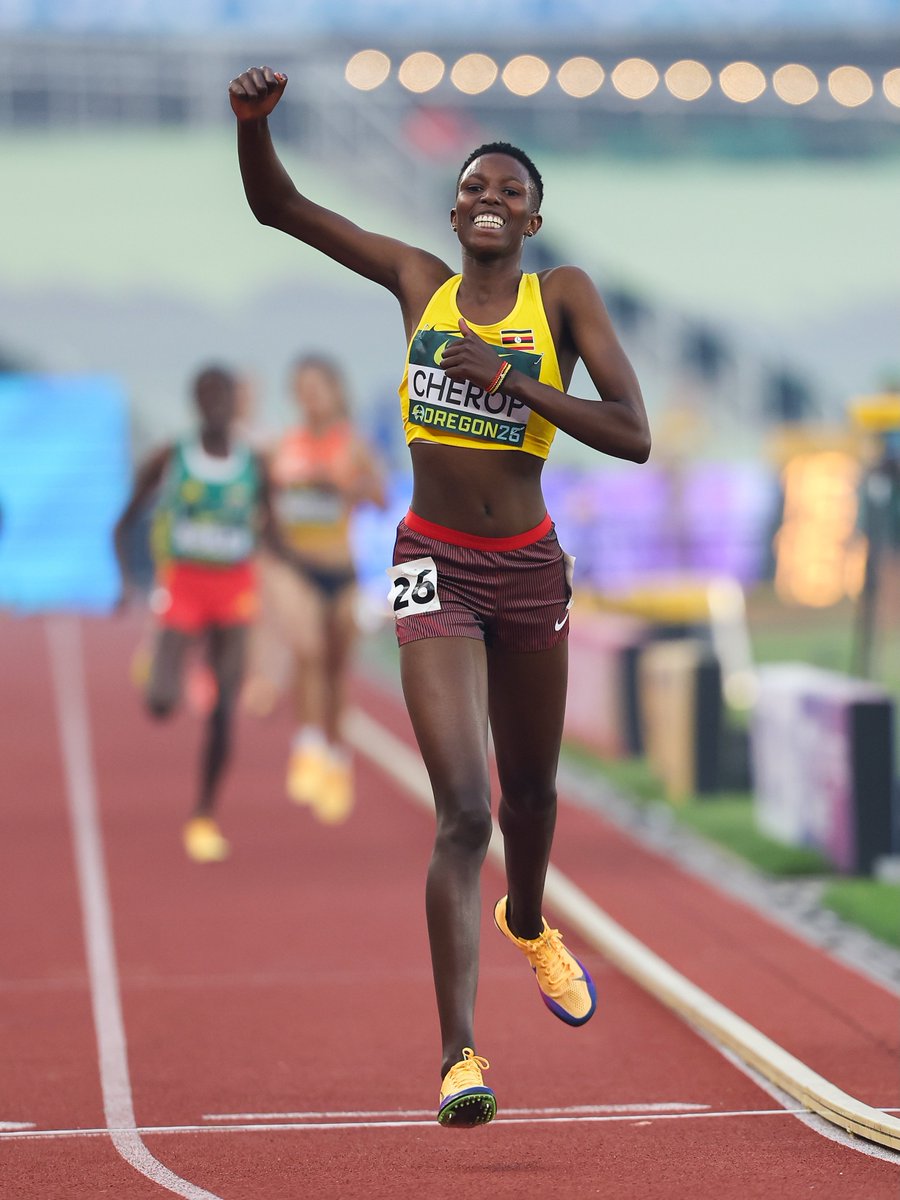 UgaAthletics2's tweet photo. 🥉🇺🇬 Bronze for Uganda
Congratulations to Charity Cherop on a brilliant 3rd-place finish in the women’s 3000m at the World U20 Championships, clocking 8:45.59! 👏🔥
🥇 Yordanos Tsigab 🇪🇹 - 8:43.65 PB
🥈 Shito Gumi 🇪🇹 - 8:45.06
🥉 Charity Cherop 🇺🇬 - 8:45.59 https://t.co/p1mOOzC045