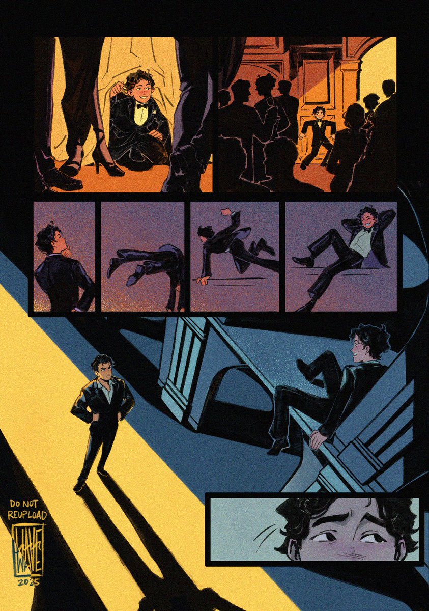 waveoftheocean's tweet photo. here's the full 2 page comic i did for @Batfamilyzine ft. little richard sneaking away from a boring gala!! 🤸‍♂️

#robin #batman #dccomics https://t.co/GMLtmvOo1h