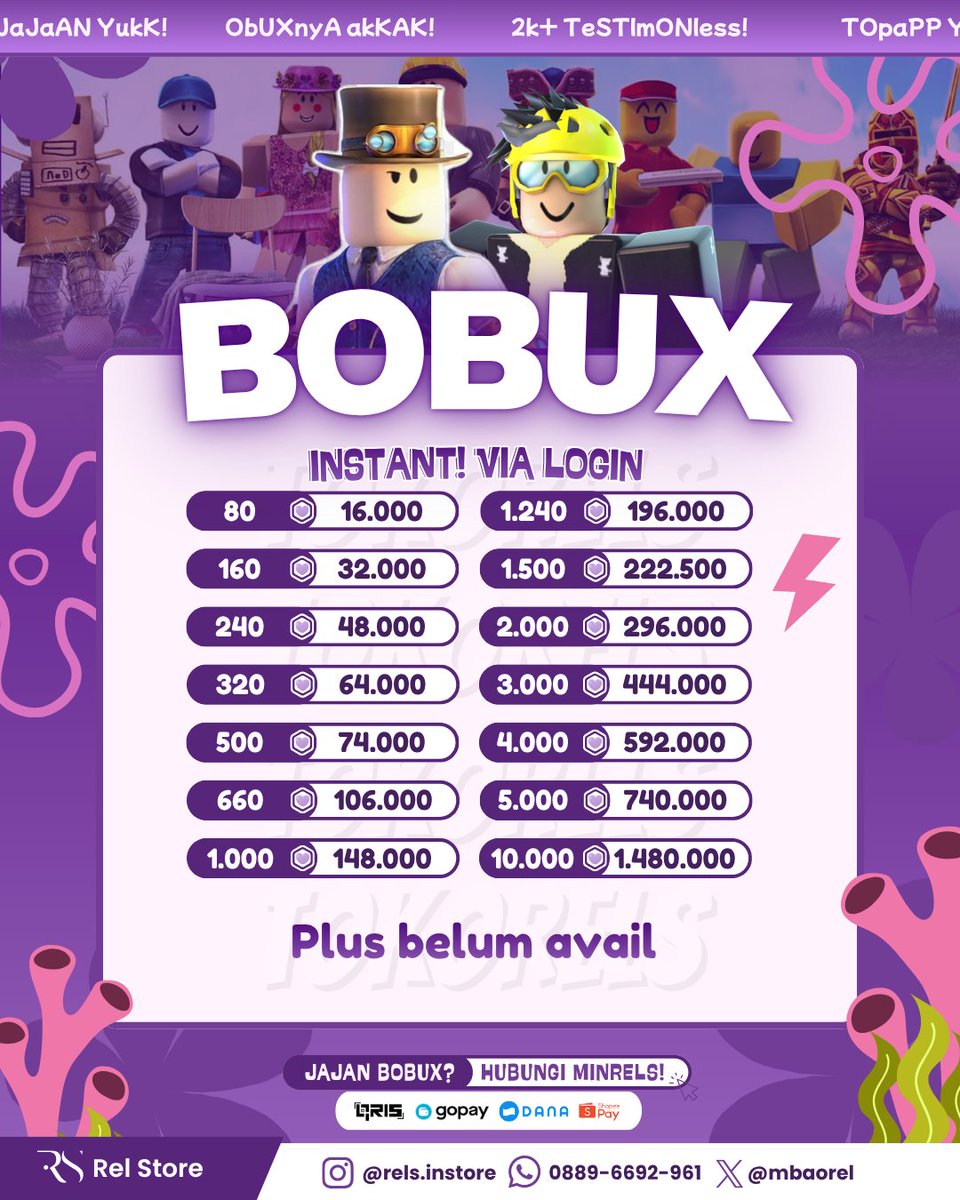 relsmark's tweet photo. Ready Robux Vilog✅ (UPDATED 9/8/26)
— proses cepat cuman 5-10 menit!
— aman, legal, bergaransi

t. zonauang beyi bobux murah promo jb https://t.co/ypuardlZNw