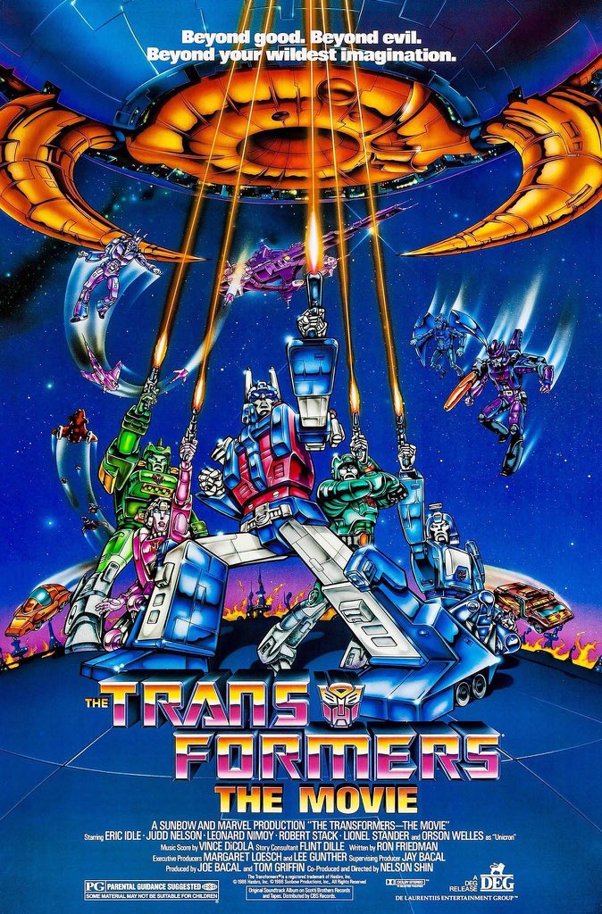 FilmNewsNos's tweet photo. 🎬MOVIE HISTORY: 40 years ago today, August 8, 1986, the movie ‘The Transformers: 
The Movie’ opened in theaters!

#PeterCullen #JuddNelson #RobertStack #NeilRoss #SusanBlu #LionelStander #FrankWelker #MichaelBell #ScatmanCrothers #CaseyKasem #LeonardNimoy #OrsonWelles #EricIdle https://t.co/JuuyFDR1GQ