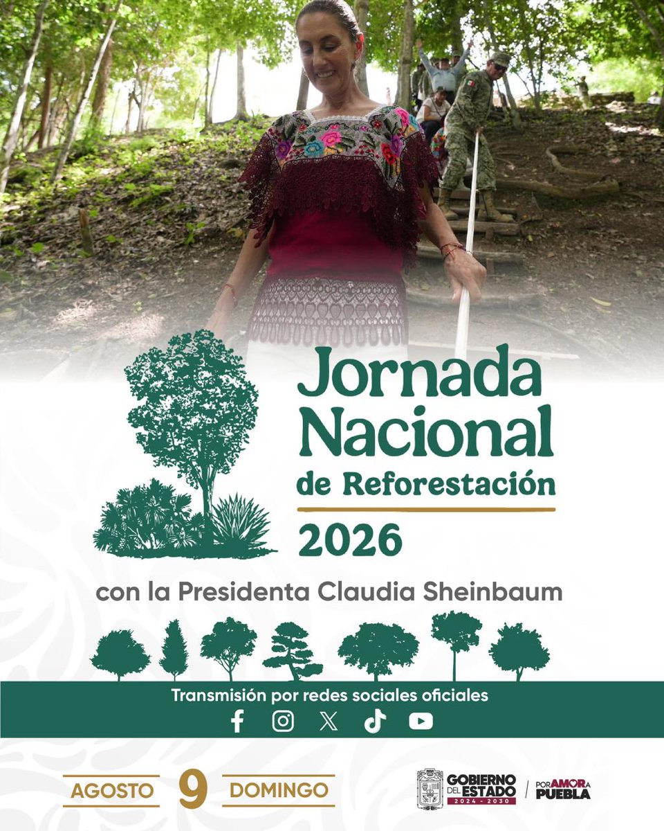 SDRGobPue's tweet photo. 🌎💚 Hoy sembramos compromiso con Puebla y con las futuras generaciones. La #JornadaNacionalDeReforestación nos convoca a trabajar unidos por un estado más verde y sustentable.

¡#BienvenidaPresidenta @Claudiashein! 🌱🇲🇽

#TransformarEnGrande #PorAmorAPuebla https://t.co/stW25iLQDo