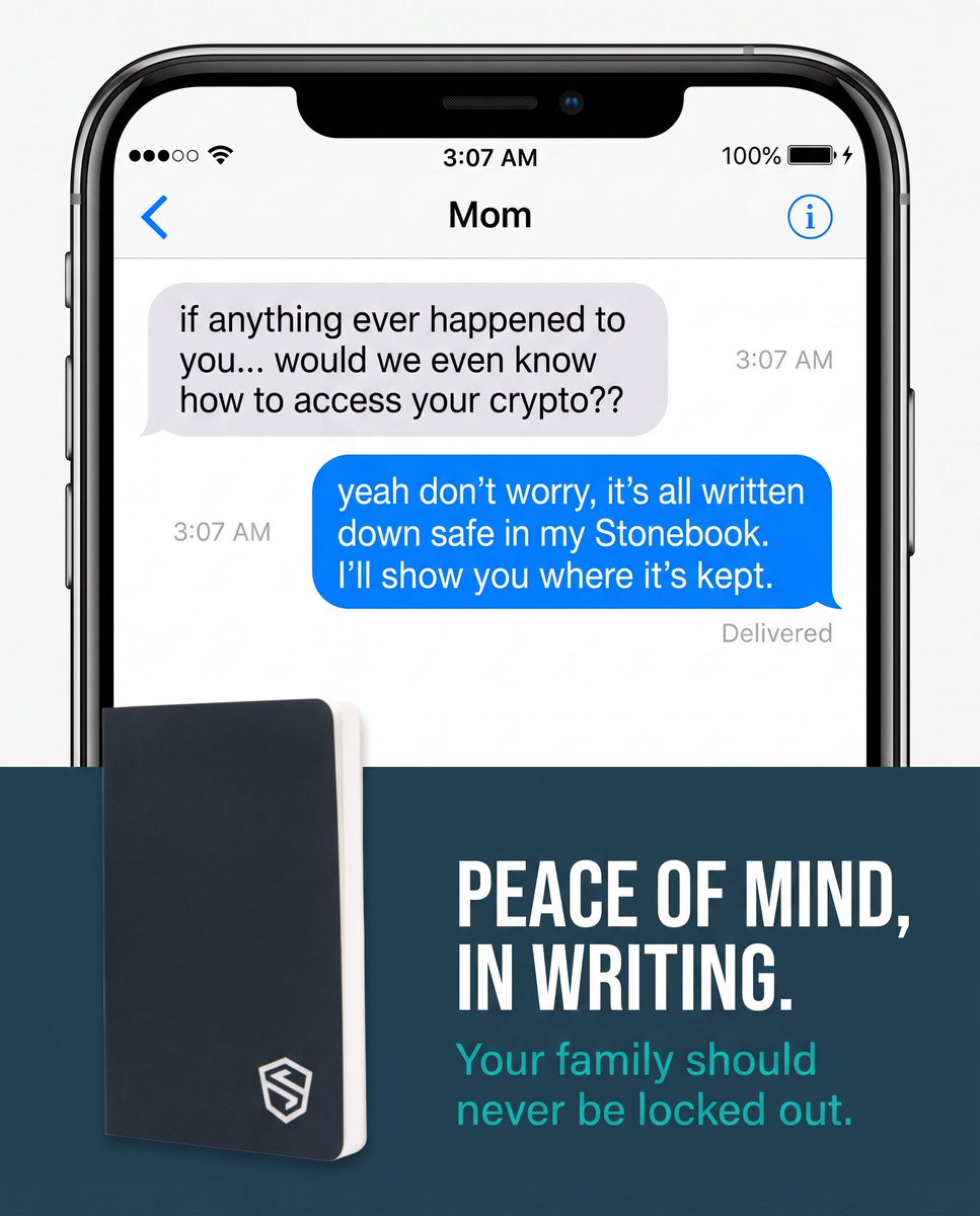 shieldfolio's tweet photo. The hardest part of self custody isn’t security. It’s what happens when you’re not around to explain it. That’s why we made the Stonebook 📖🔐 https://t.co/o5RnUJCNmc
