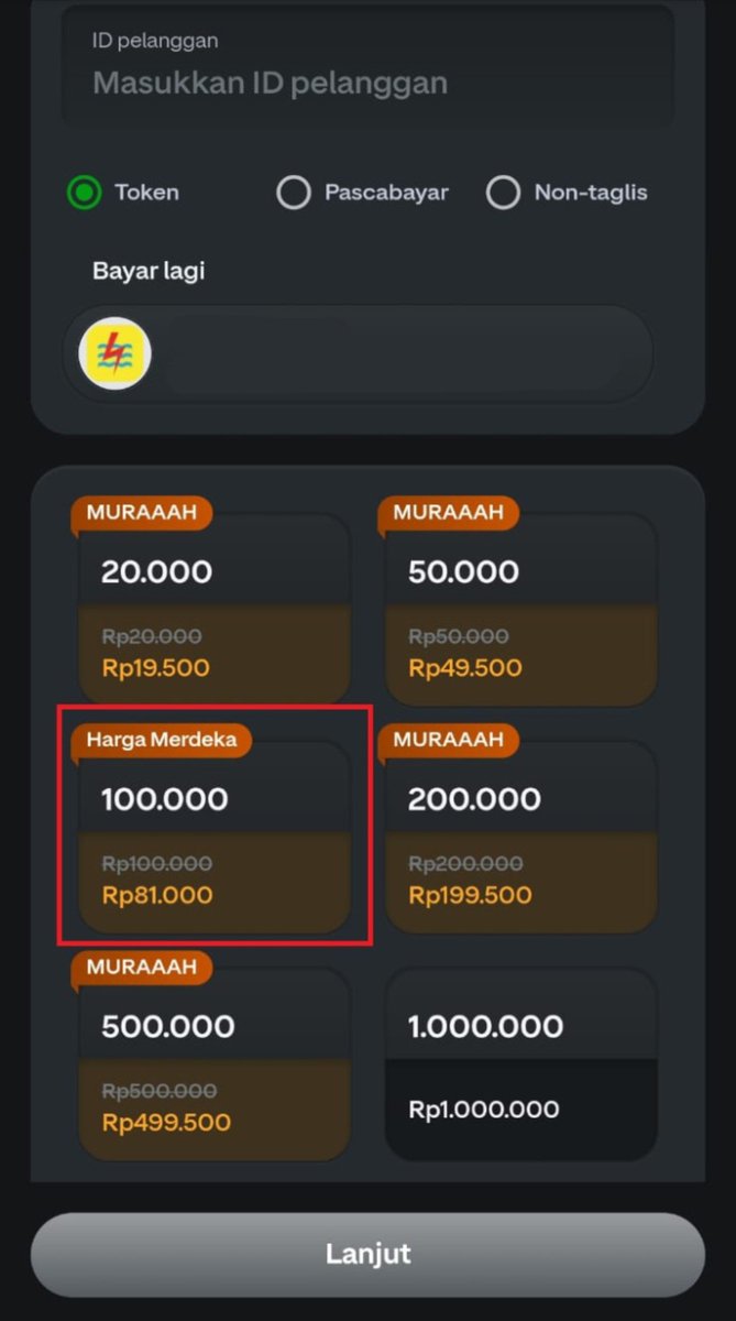 DharmawanB72370's tweet photo. "Kebijaksanaan keuangan dimulai dari tindakan kecil yang konsisten. Manfaatkan promo Harga Merdeka di GoPay untuk bayar token 100rb hanya 81rb. Hemat 19rb hari ini adalah investasi kenyamanan untuk esok hari. #GOPAYPLN81RIBU https://t.co/nReiLjtcfF