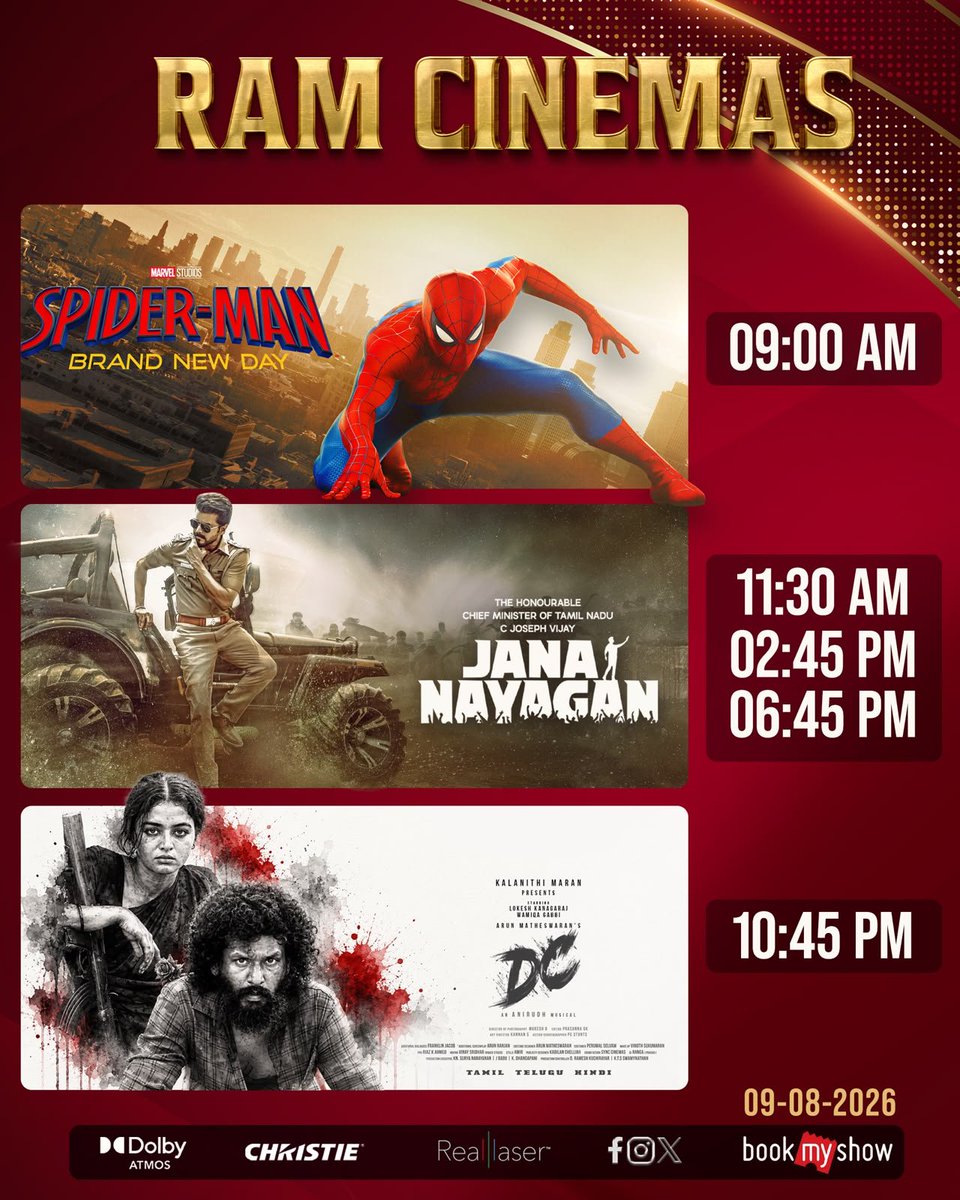 RamCinemas's tweet photo. Sunday Schedule in your #RamCinemas 
Book tickets for your Favourite Movie &amp; Enjoy this Weekend ✨️✨️ https://t.co/TeLLD5Ftzr