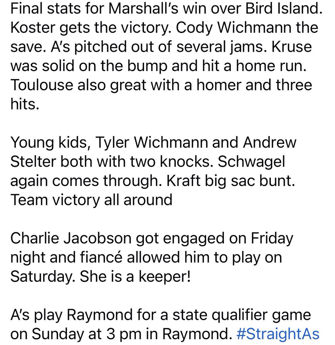 MarshallAs's tweet photo. Saturday recap from Raymond. More ball on Sunday! https://t.co/csXyItuQlB