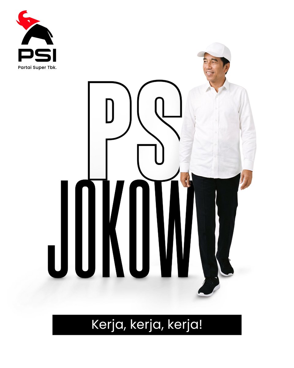 psi_id's tweet photo. Pak Jokowi punya satu mantra yang juga menempel di kepala banyak orang: kerja, kerja, kerja! 😎 

Gak banyak bicara, tapi langsung gas, turun tangan, dan bikin sesuatu jadi nyata.🇮🇩🐘 https://t.co/LLnrASwtbq